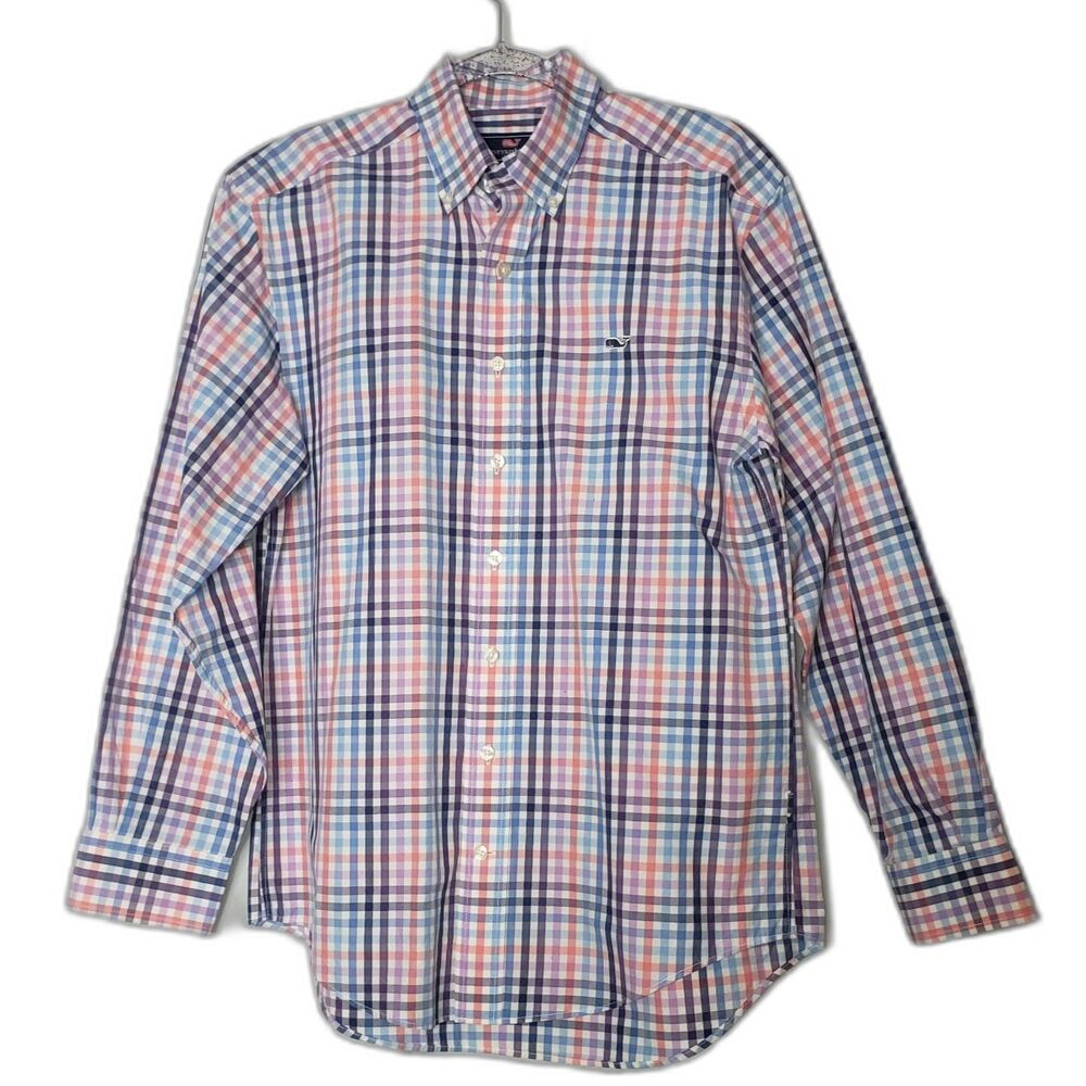 VINEYARD VINES Multicolor Plaid Button Down Whale Shirt Mens Size Small